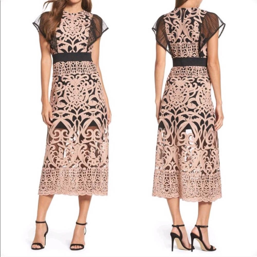 •Foxiedox• Embroidered Midi Sheath Dress